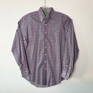 SID MASHBURN Men’s Designer Luxe Mini Floral Print Cotton Button Up Shirt MEDIUM